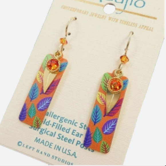 adajio Jewelry - 🧡 Adajio Multi-Color Fall Leaves with gold plated Leaf Earrings